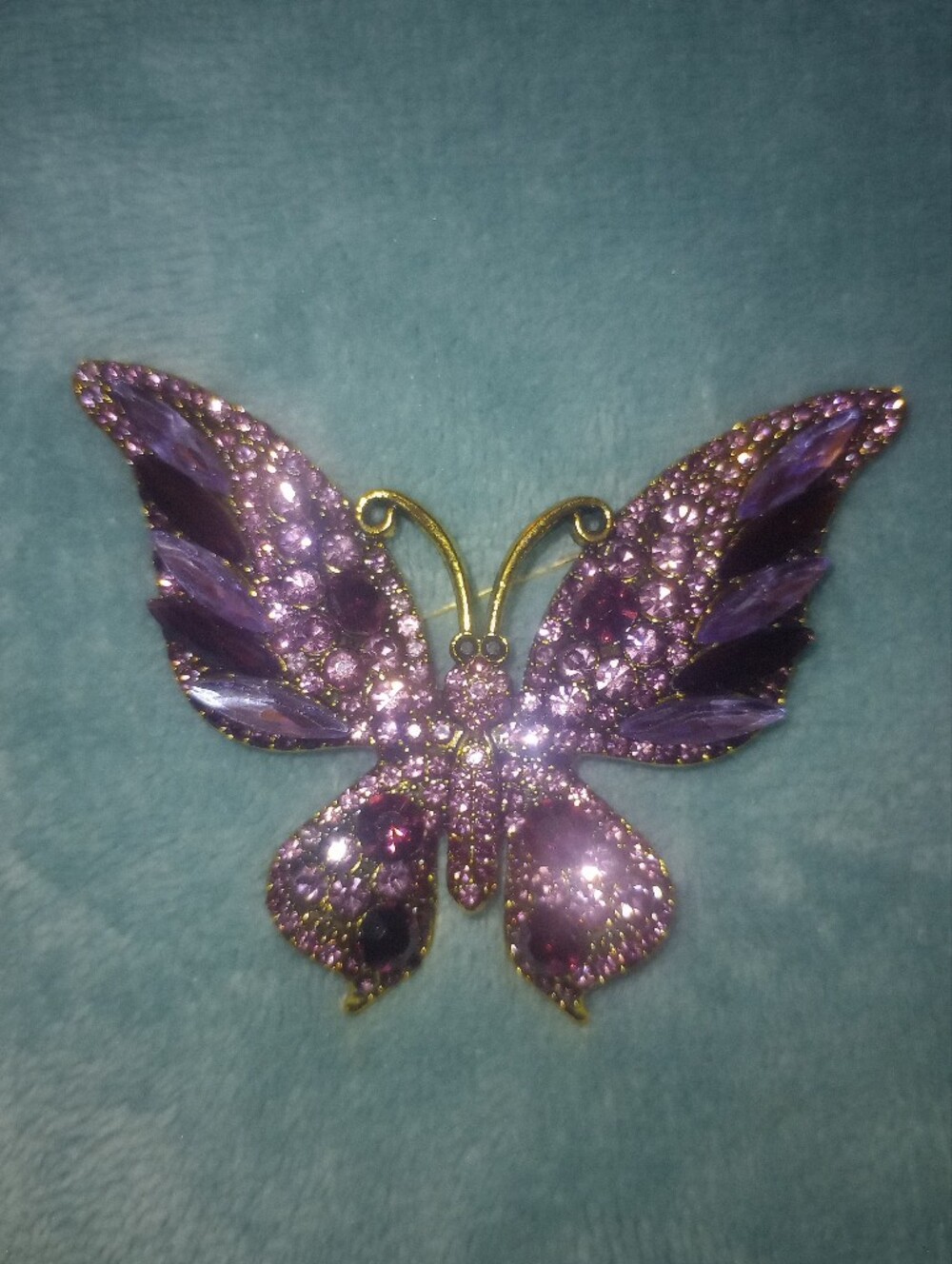 Purple Crystal Butterfly Brooch